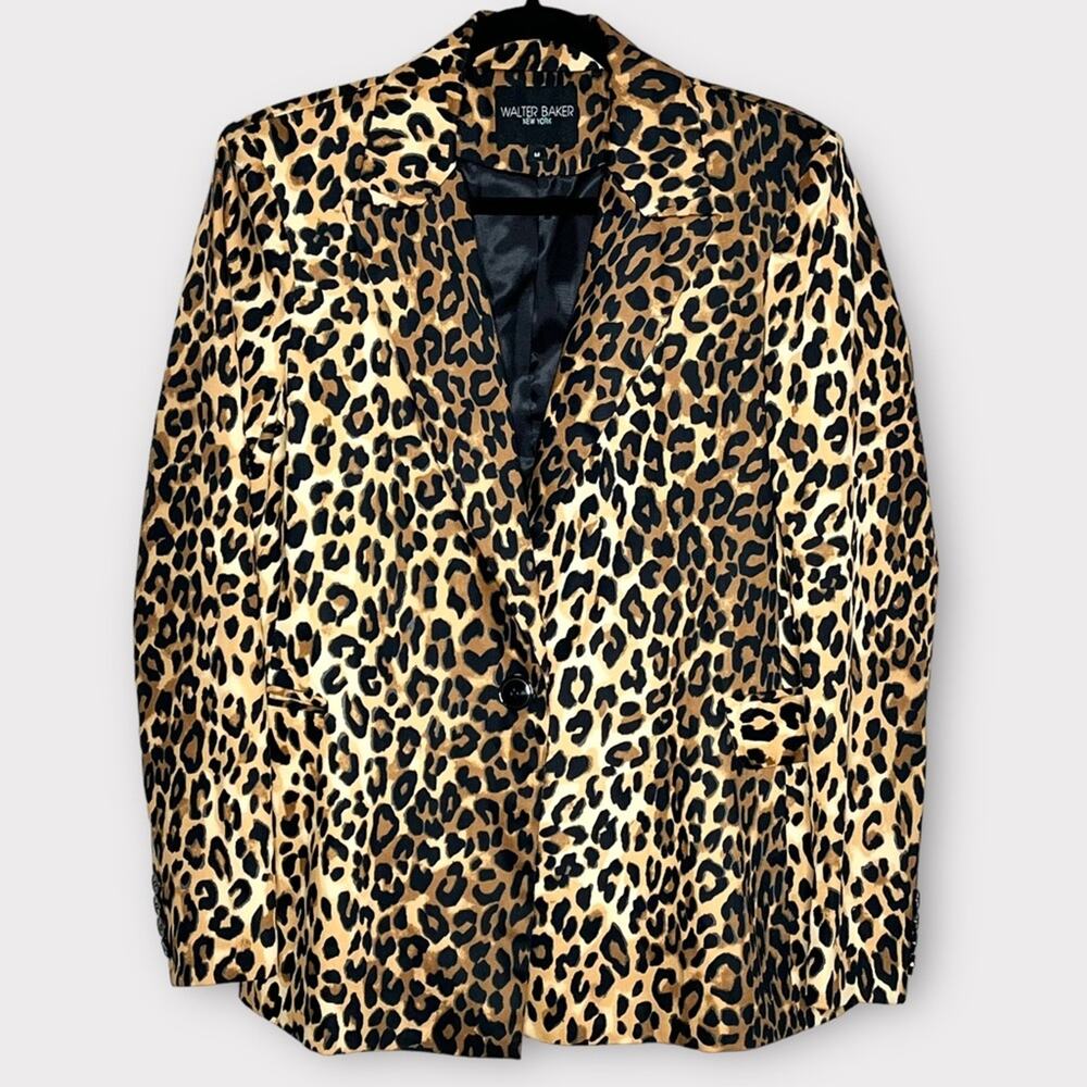WALTER BAKER Leopard One Button Blazer Suit Jacket Size Medium career office